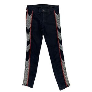 Rag & Bone Raja Midnight Chevron Embroidered Side Stripe Skinny Jeans W15341382